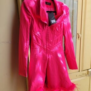 Akira pink mini feather blazer dress